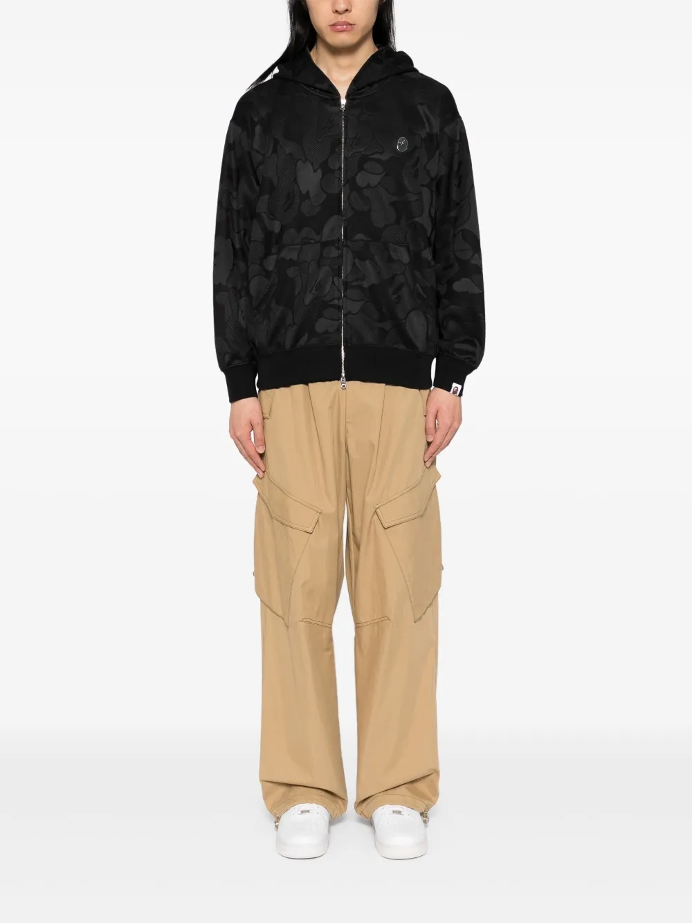 A BATHING APE® camouflage-jacquard zipped hoodie back view