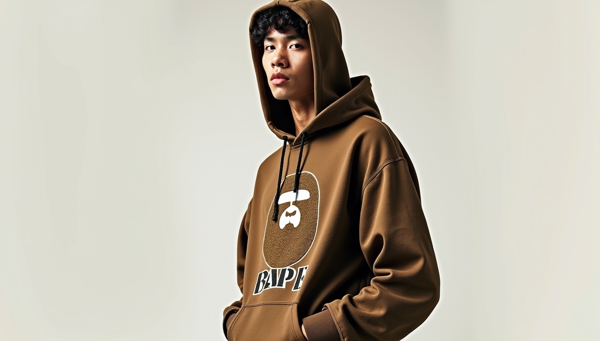 BAPE clothing banner with streetwear styling